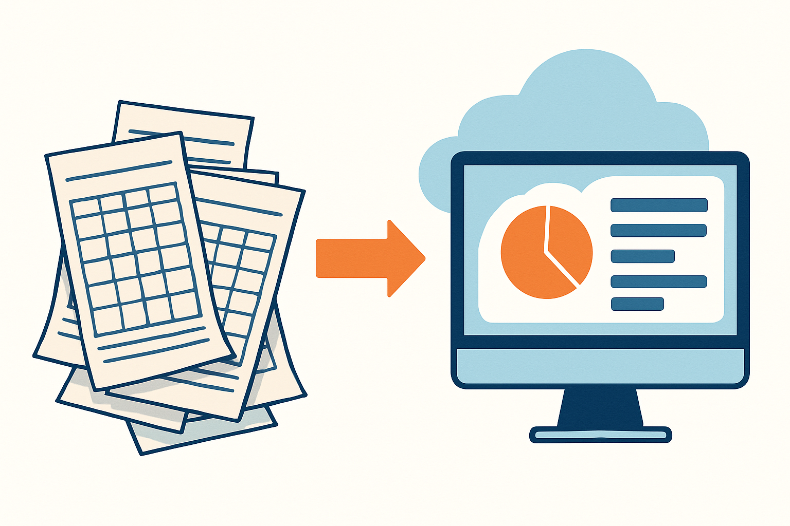 紙の勤怠管理からクラウドシステムへの移行を示す図