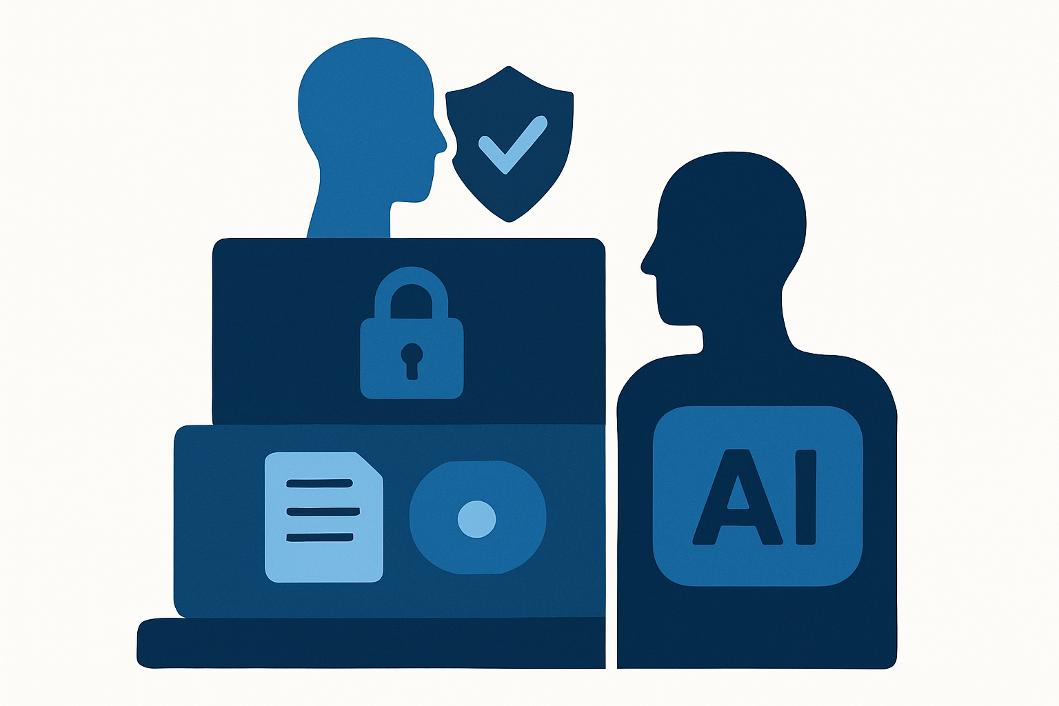 AI システムのセキュリティ層別構造を示す入力検証・権限制御・監査ログの概念図