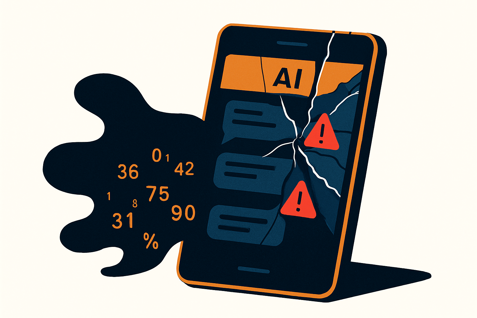 AI導入時のセキュリティリスク及びデータ漏洩危機を象徴する警告図解