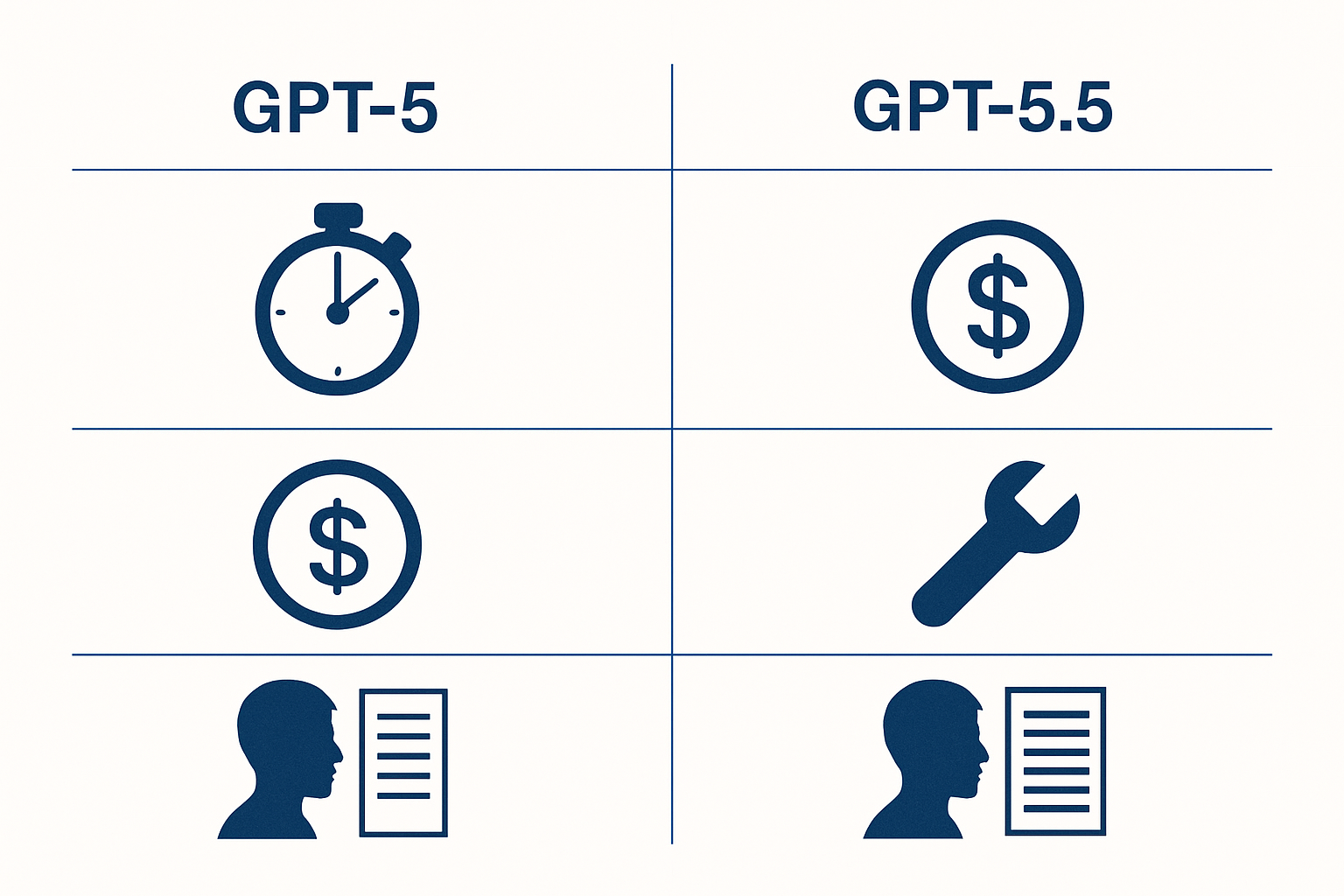 GPT-5とGPT-5.5の性能比較、レイテンシ・価格・信頼性・長文対応の4軸で可視化
